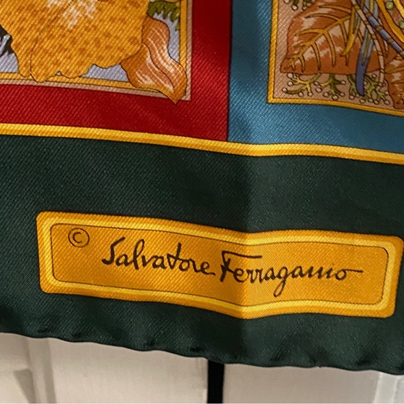 Ferragamo Colorful Animal Print Silk Scarf - Picture 2 of 4